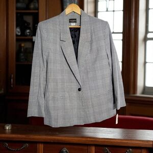 Haberdashery Leslie Fay Women's Sz 18 Gray Plaid Blazer NWT Vintage